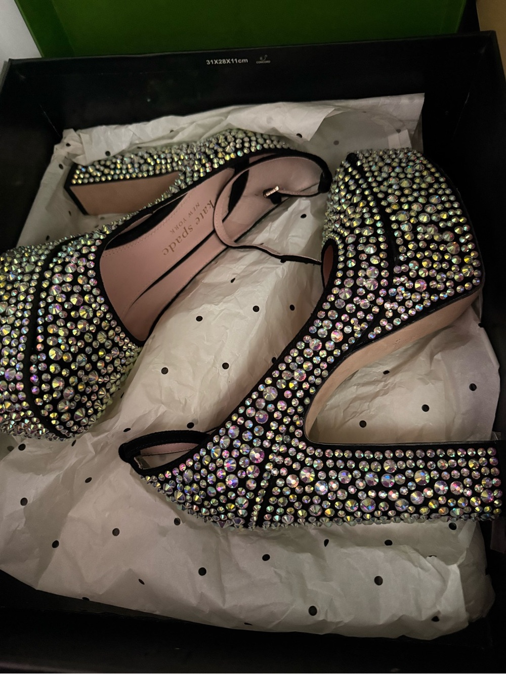 kate spade Black Crystal-Embellished D'Orsay Heels